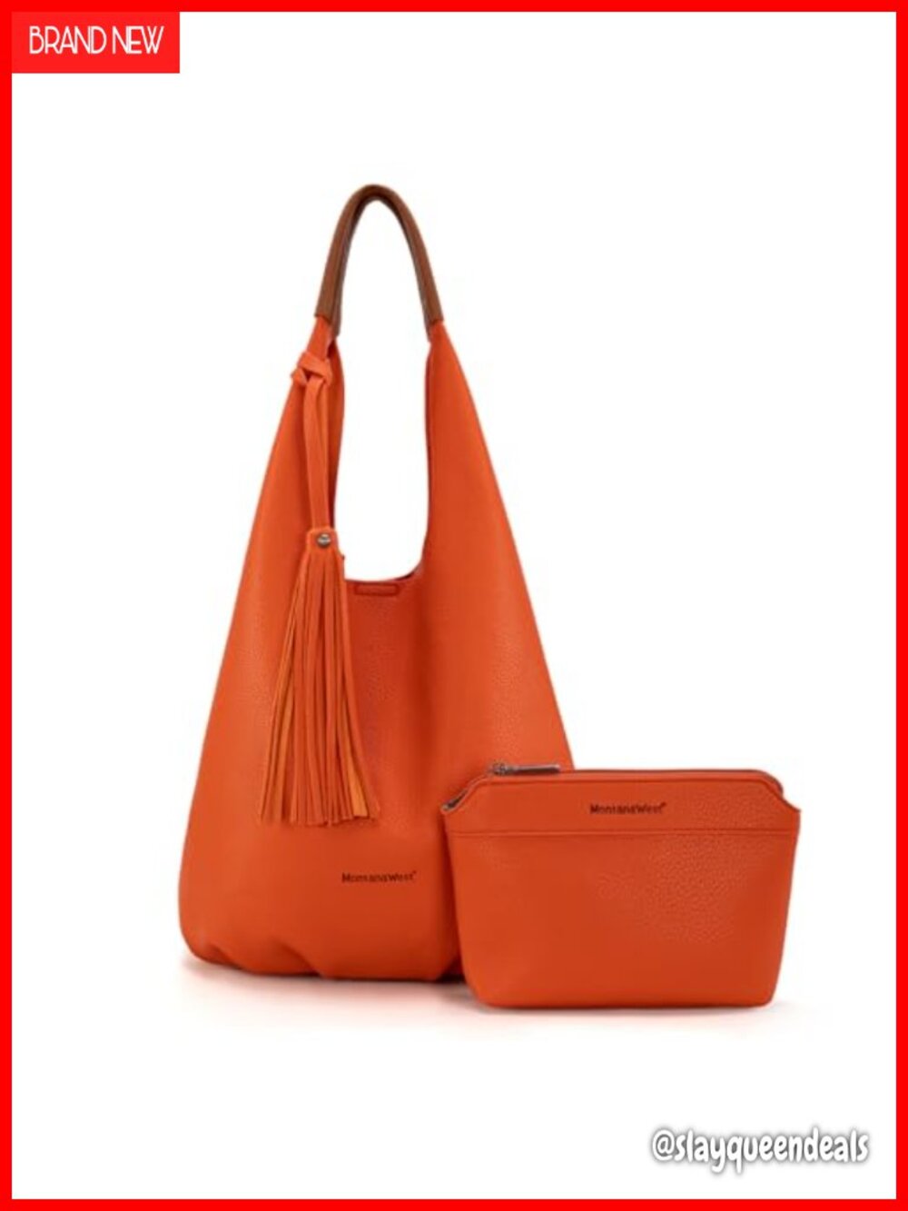Women's Slouchy Hobo Shoulder Bag Set with Tassels Faux Leather